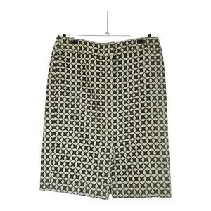Ann Taylor Loft Pencil Skirt Size 4 Geometric Green Tan Wool Blend Lined Career
